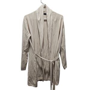 Zara Knit Beige Drape Cardigan Belted Open Front Soft Stretch S